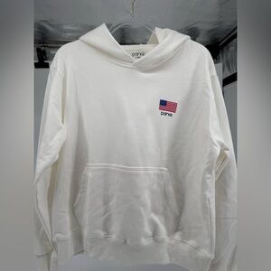 Parker White Hoodie with Flag Patch